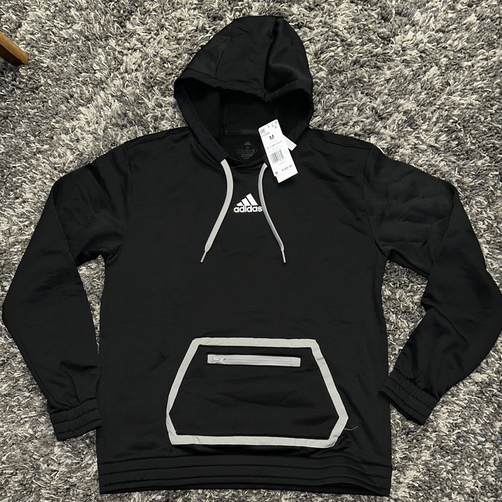 Adidas Men's Black and Gray Hoodie